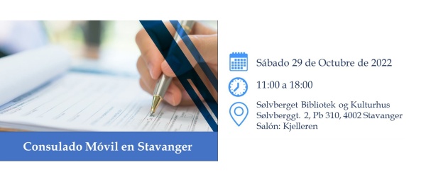 Consulado Móvil en Stavanger el 29 de octubre de 2022